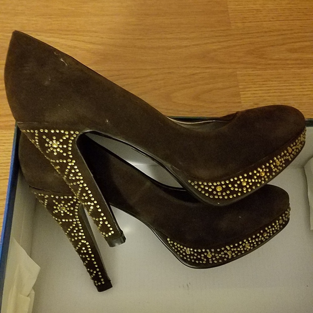 Brown Suede High Heel Shoes